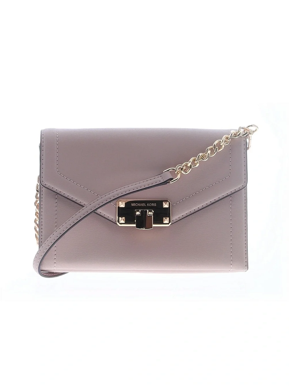 Michael Kors Mauve Leather Envelope Crossbody with Gold Chain